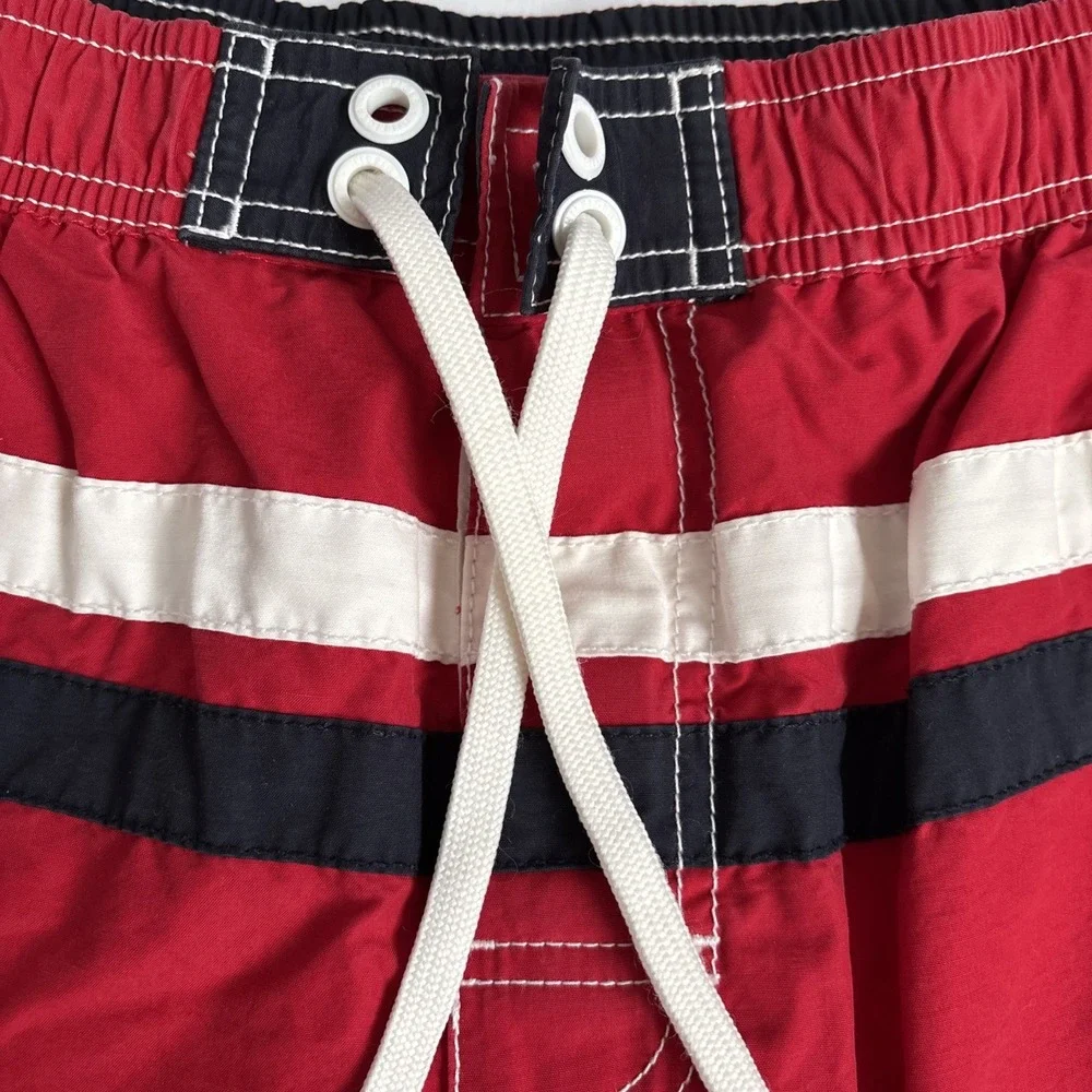 Tommy Hilfiger Men's Large Red‎ White Blue Stripe Board Short Swim Trunks